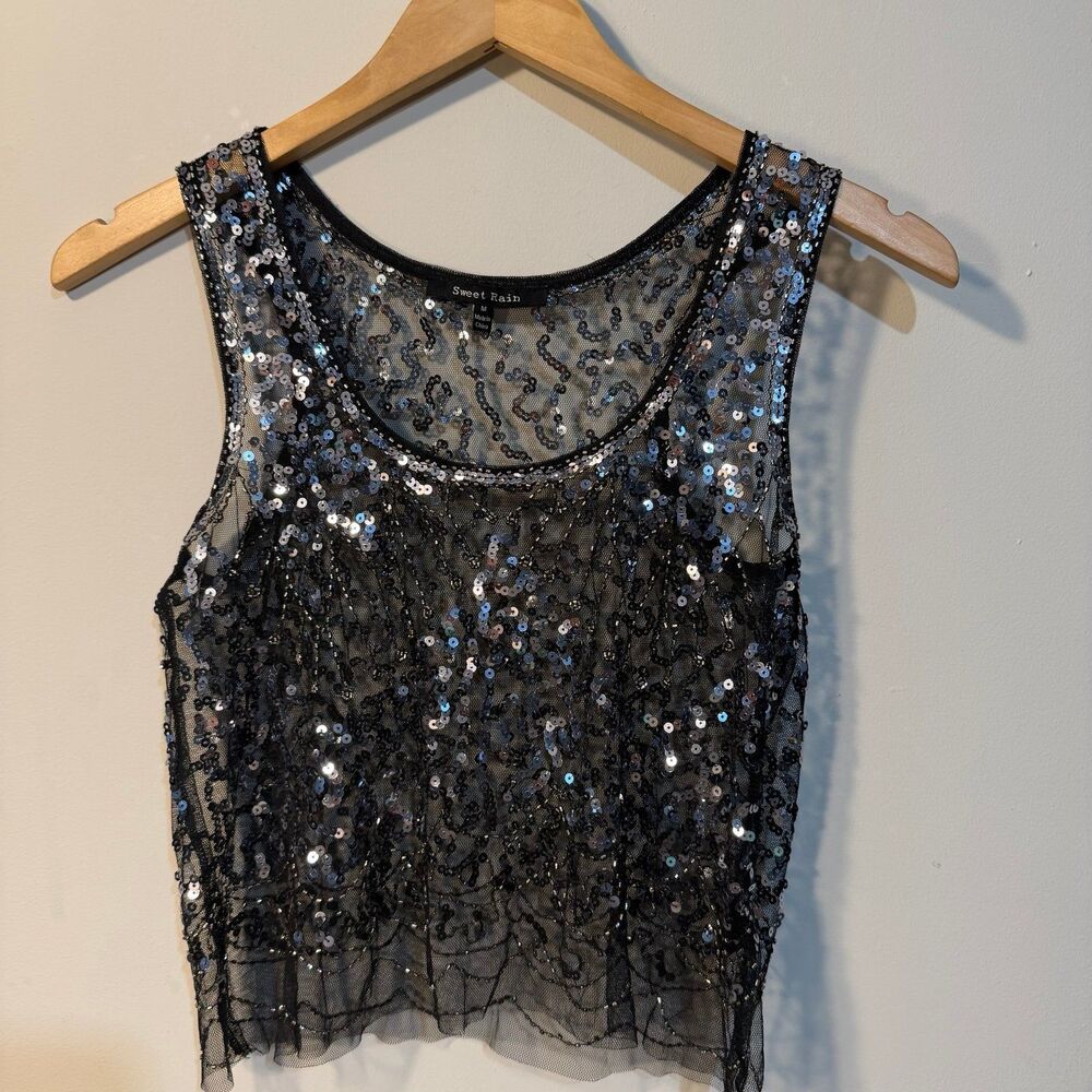 Sweet rain y2k boho glam disco tank, Sz M